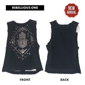 REBELLIOUS.ONE Black Sleeveless Tank Top   🌸